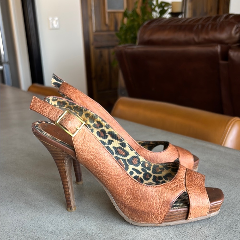 Elegant Tan Slingback Heels